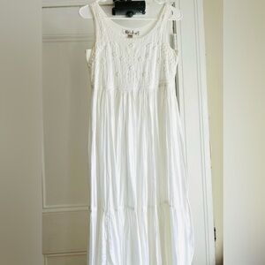 VINTAGE 70-80 Karavan White Embroidered Maxi Dress Boho  India  Dress Size Small